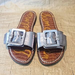 Sam Edelman Metallic Silver Slide Sandals